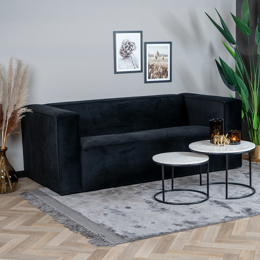 2,5-zitsbank Memphis zwart velvet