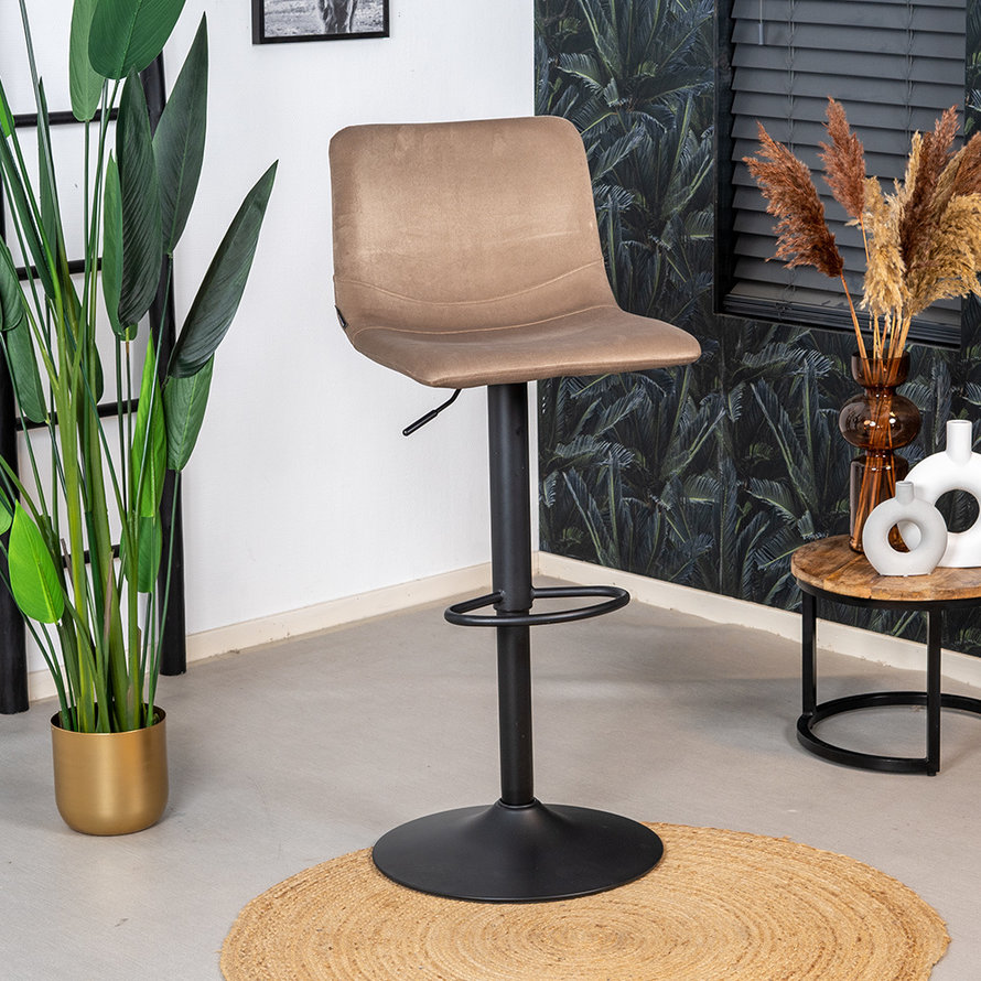 Barkruk Frenkie taupe velvet 60 - 76 cm