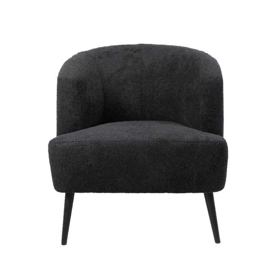 Fauteuil zwart taupe bouclé