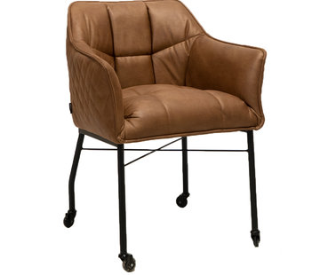 Bronx71 Stoel op wieltjes Royce cognac eco-leer