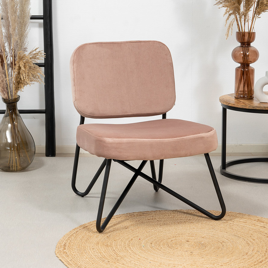 Fauteuil Julia roze velvet