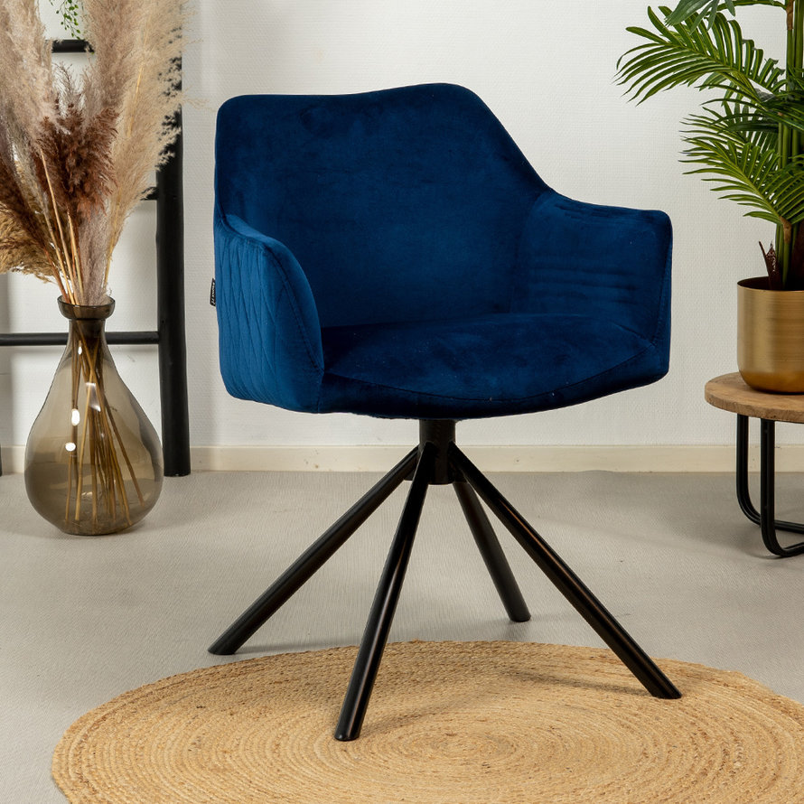 Horeca draaibare stoel Furtado donkerblauw velvet