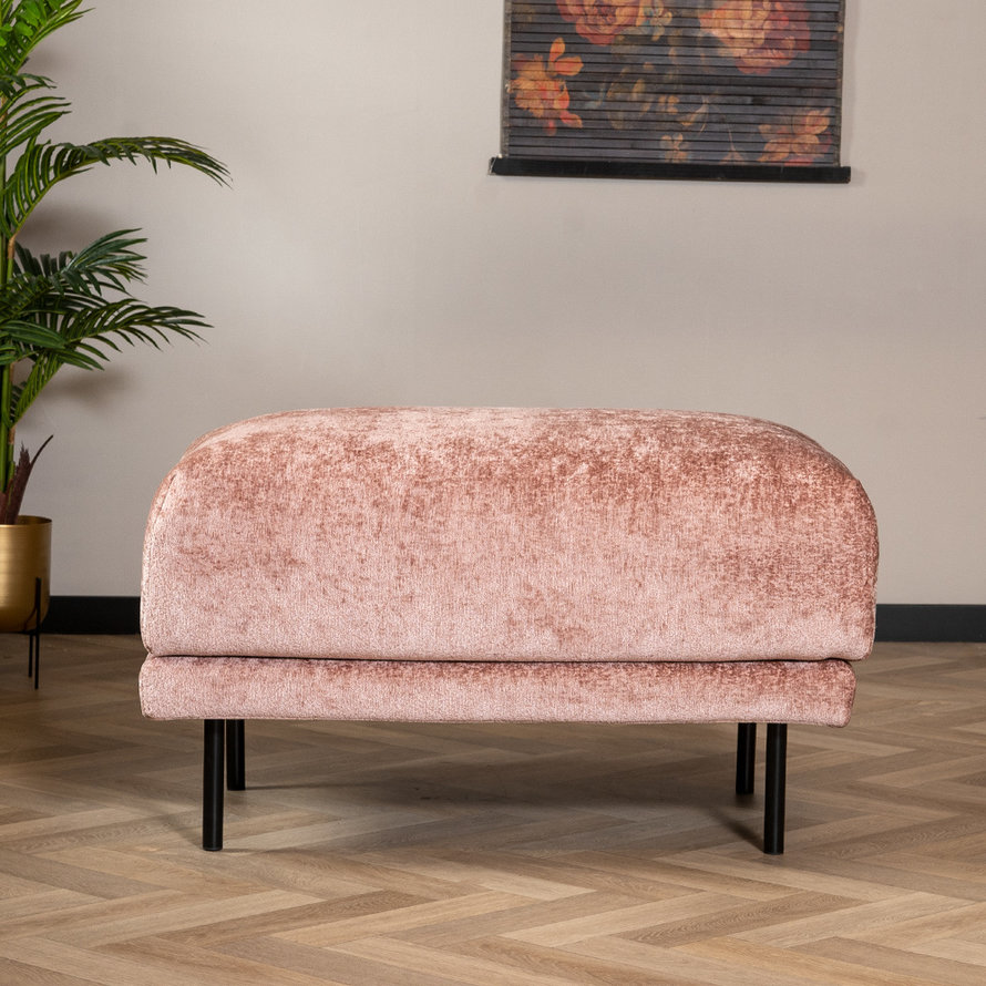 Hocker Denver roze chenille stof