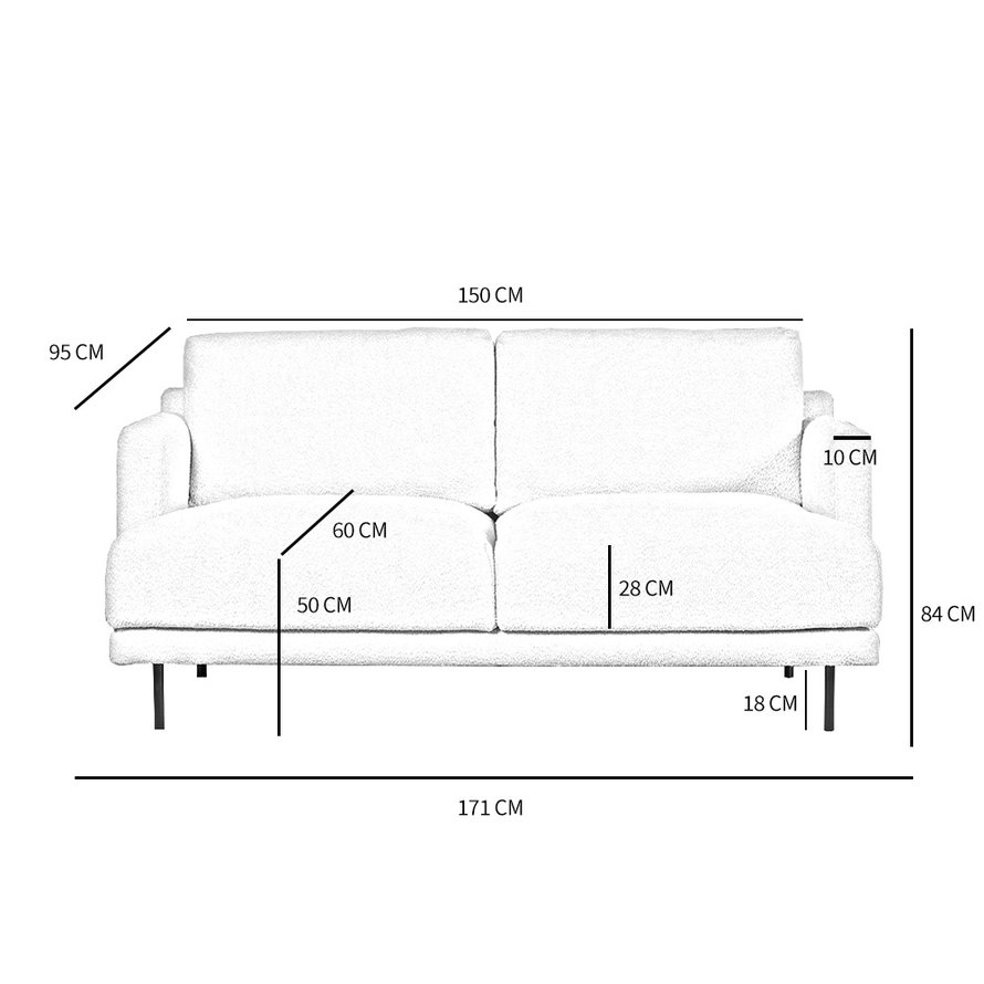 2,5-zits bank Denver off white polyester