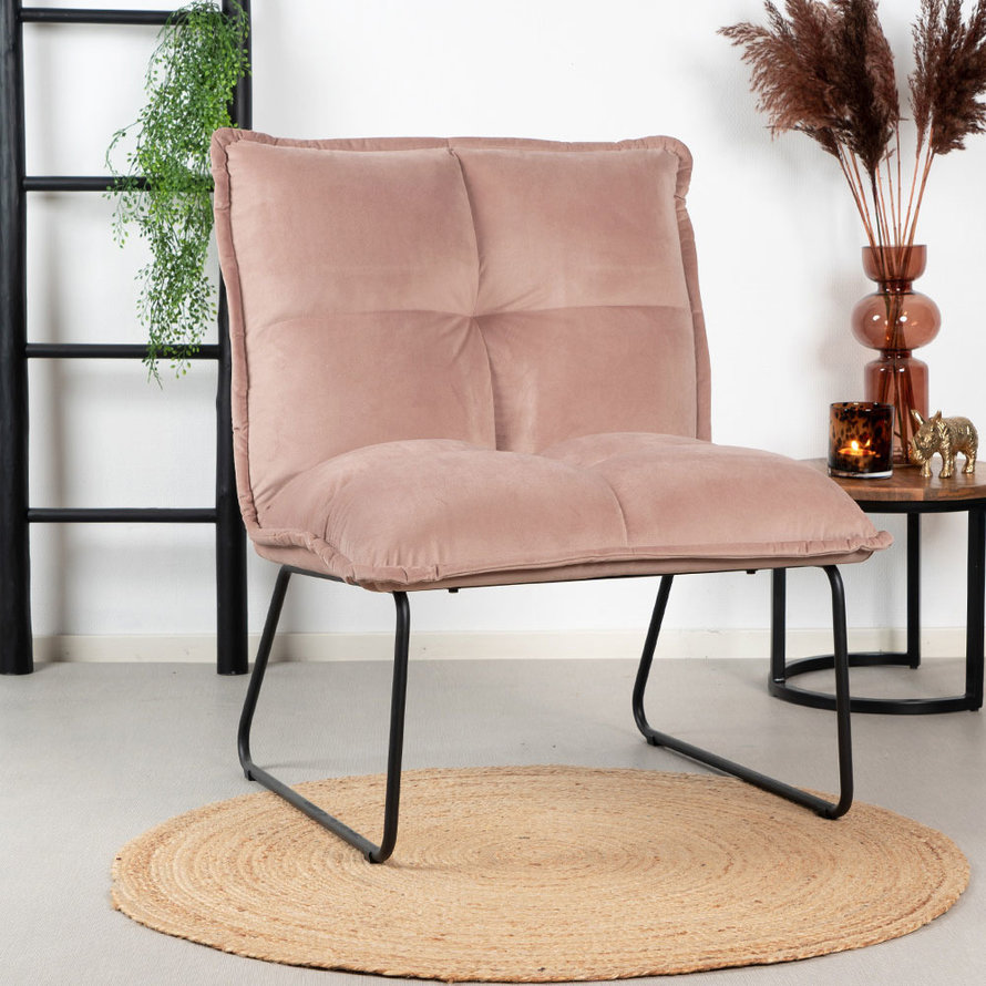 Fauteuil Malaga roze velvet