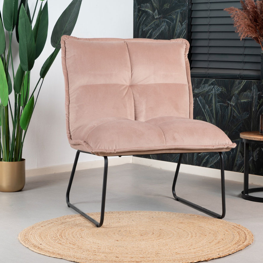 Fauteuil Malaga roze velvet