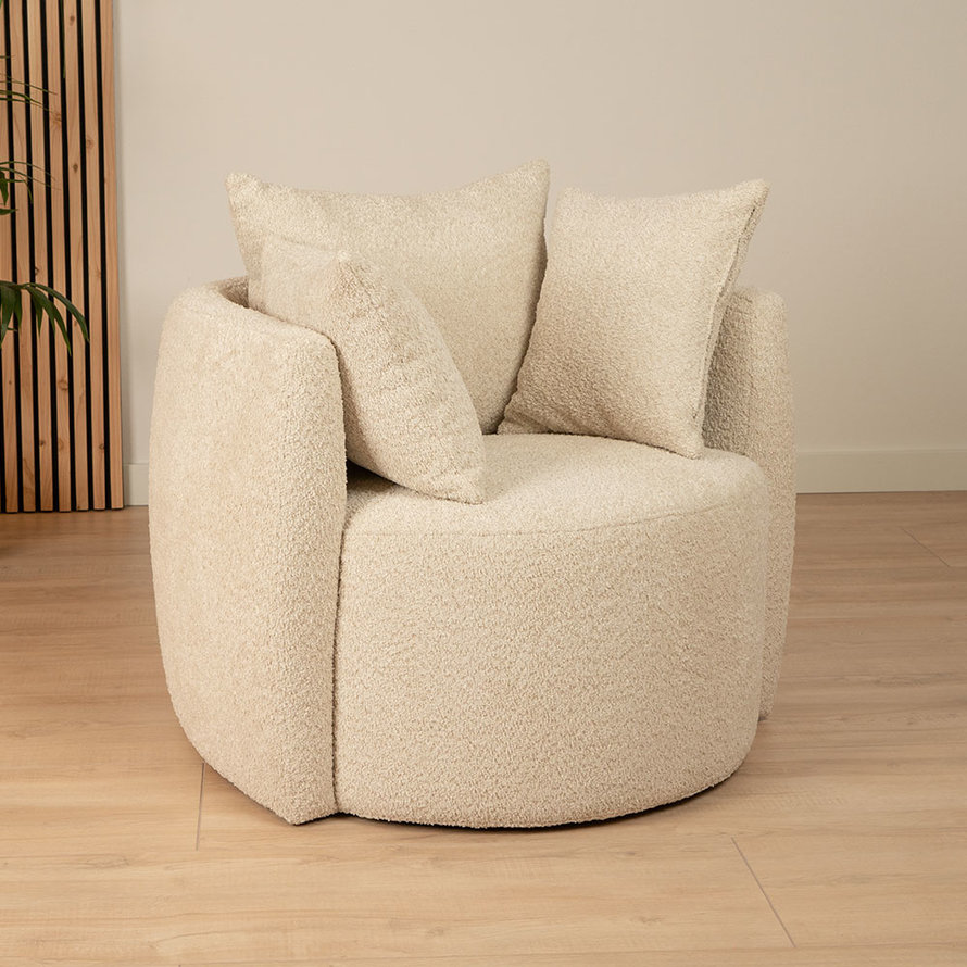 Fauteuil Ruby beige bouclé stof