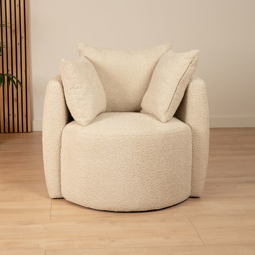 Fauteuil Ruby beige bouclé stof