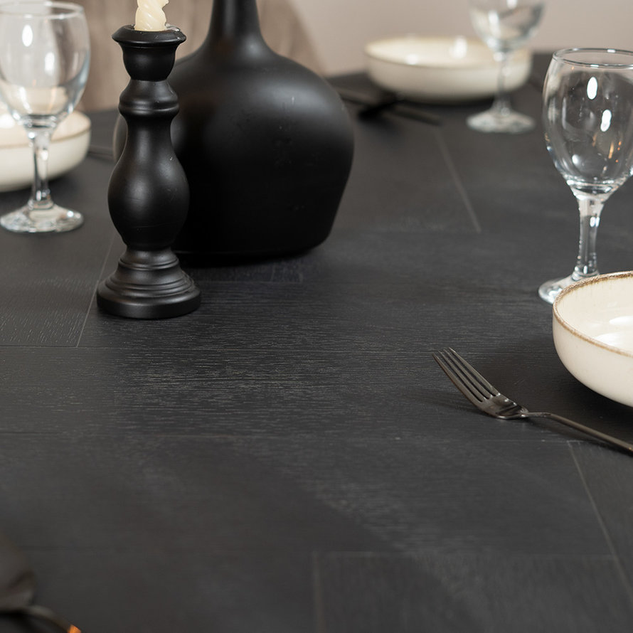 Eettafel visgraat zwart Deens ovaal Ingo PVC 240 x 110 cm