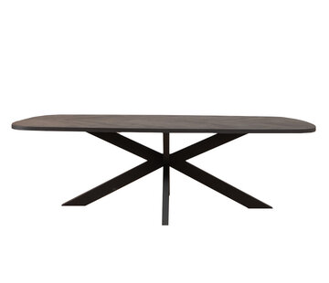 Bronx71 Visgraat eettafel zwart Deens ovaal Haley PVC zwart 280 x 110 cm