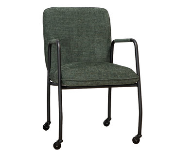 Bronx71 Stoel op wieltjes Mila stof donkergroen