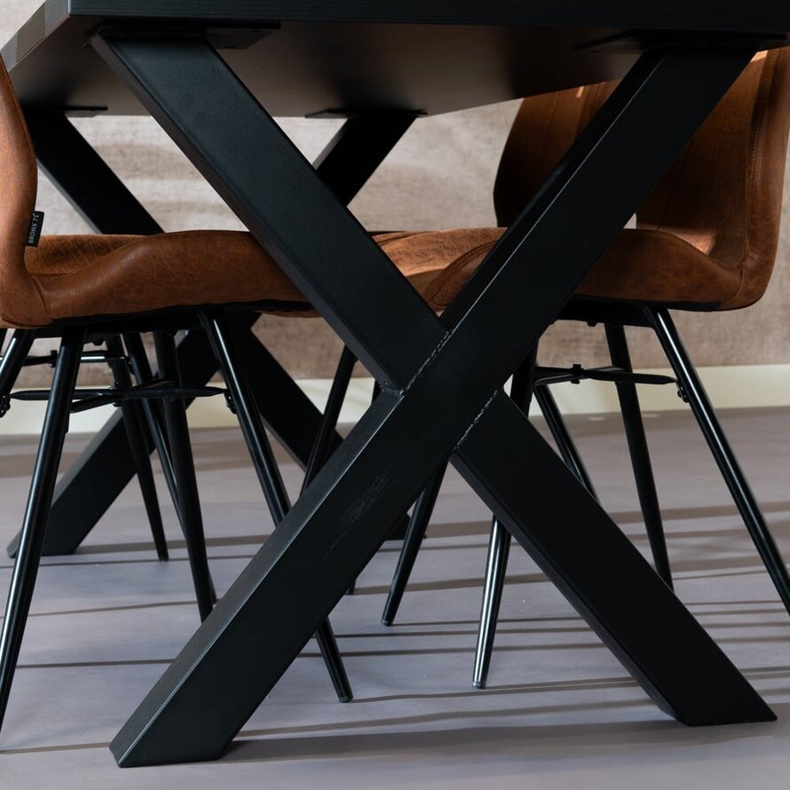 Eettafel Bodo melamine zwart 160 x 80 cm