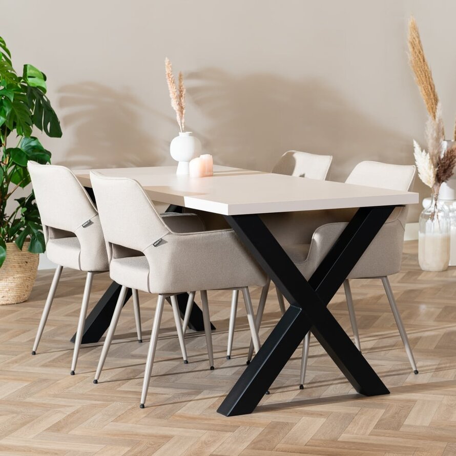 Eettafel Bodo melamine beige 160 x 80 cm