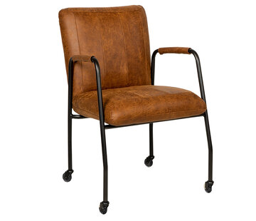 Bronx71 Stoel op wieltjes Mila eco-leer cognac