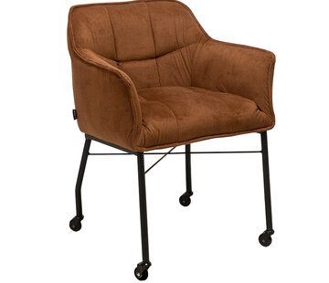 Bronx71 Stoel op wieltjes Mace cognac ribstof