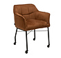 Stoel op wieltjes Mace cognac ribstof
