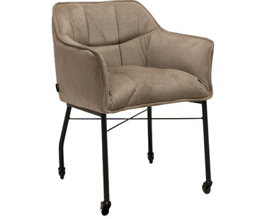 Bronx71 Stoel op wieltjes Mace taupe ribstof