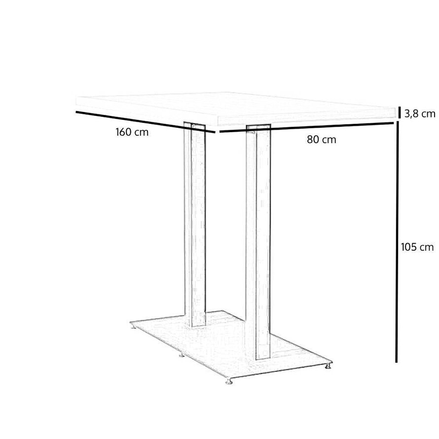 Bartafel Nils melamine eiken 160 x 80 x 109 cm