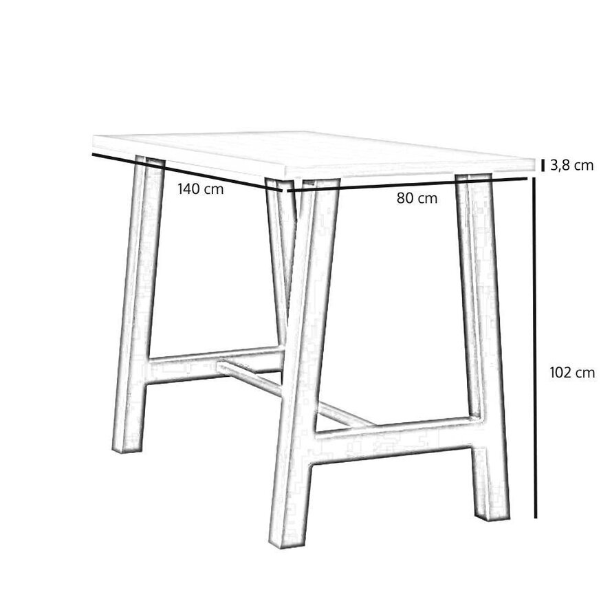 Bartafel Disa melamine beige 140 x 80 x 106 cm