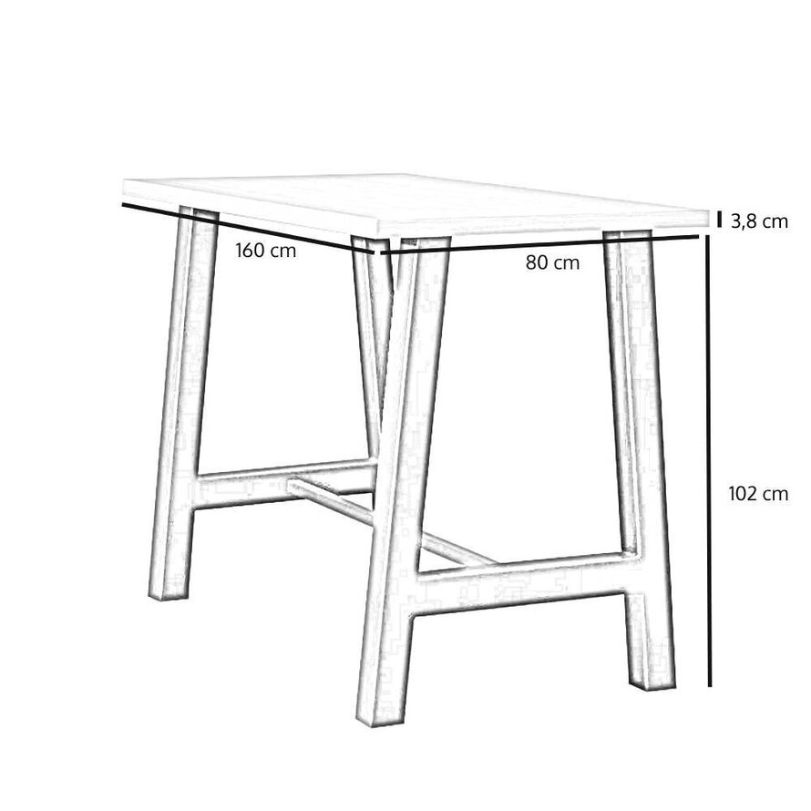 Bartafel Disa melamine beige 160 x 80 x 109 cm