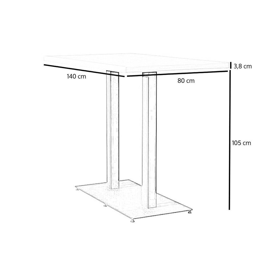 Bartafel Nils melamine zwart 140 x 80 x 109 cm