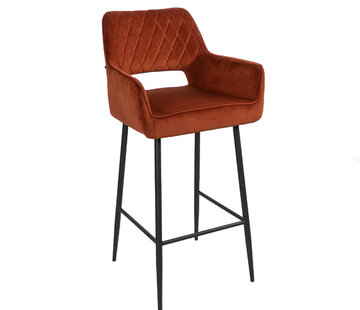 Bronx71 Barkruk Mika koper velvet 78 cm