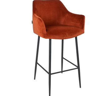 Bronx71 Barkruk Nelly koper velvet 78 cm