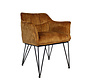 Stoel Jayron okergeel/cognac bruin velvet