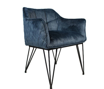 Bronx71 Stoel Jayron blauw velvet