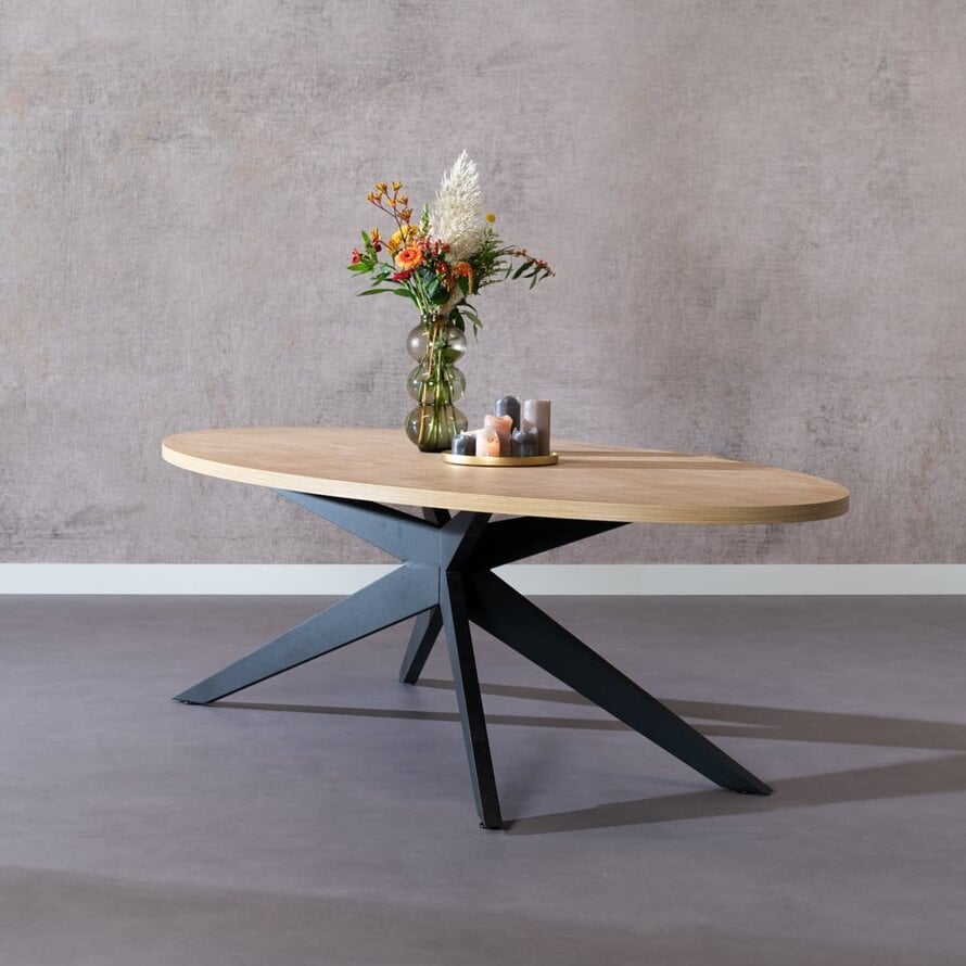 Eettafel Dio ovaal melamine eiken 270 x 130 cm