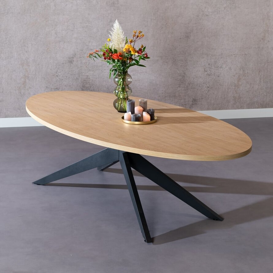 Eettafel Dio ovaal melamine eiken 270 x 130 cm