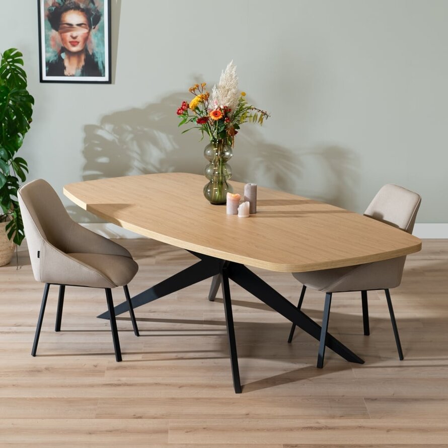 Eettafel Dio Deens ovaal melamine eiken 240 x 120 cm