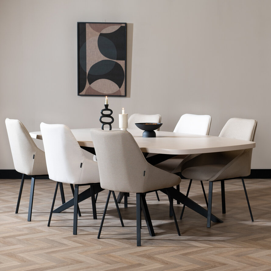 Eettafel Dio Deens ovaal melamine beige 240 x 120 cm