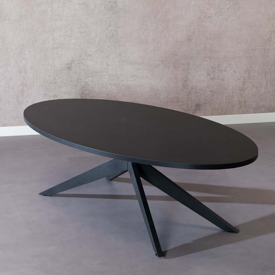 Eettafel Dio ovaal melamine zwart 270 x 130 cm