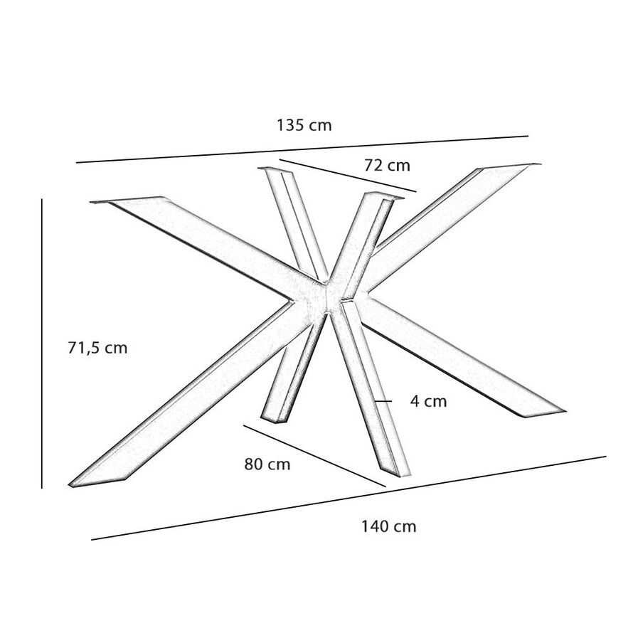 Onderstel tafel spinpoot Mads metaal zwart 140 x 80 cm