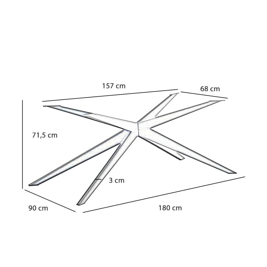 Onderstel tafel spinpoot Torben metaal zwart 180 x 90 cm