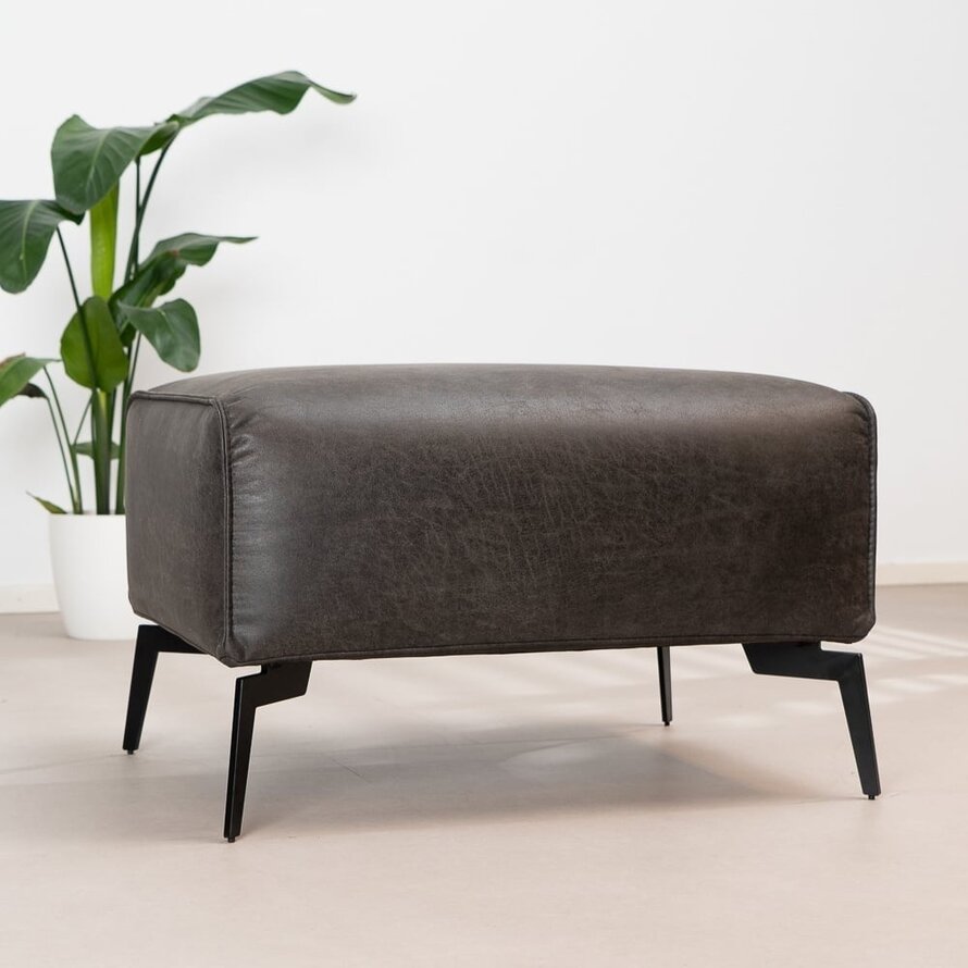 Hocker Vegas antraciet eco-leer