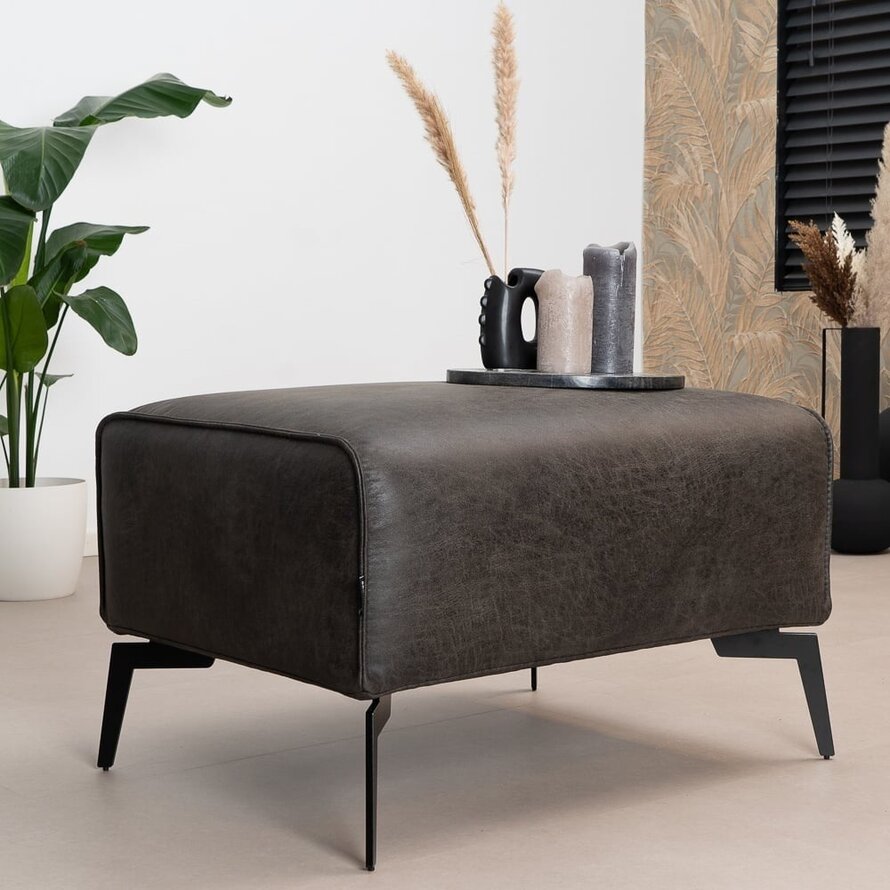 Hocker Vegas antraciet eco-leer