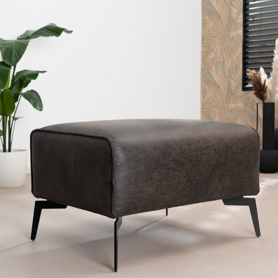 Hocker Vegas antraciet eco-leer