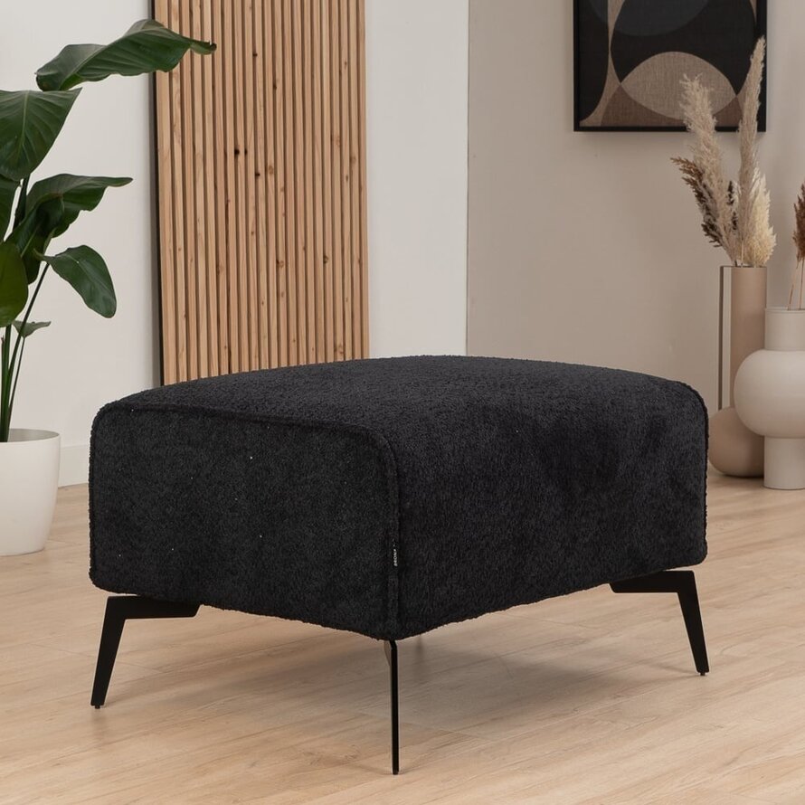 Hocker Vegas zwart bouclé