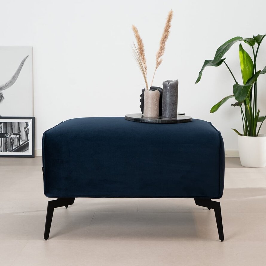 Hocker Vegas blauw velvet