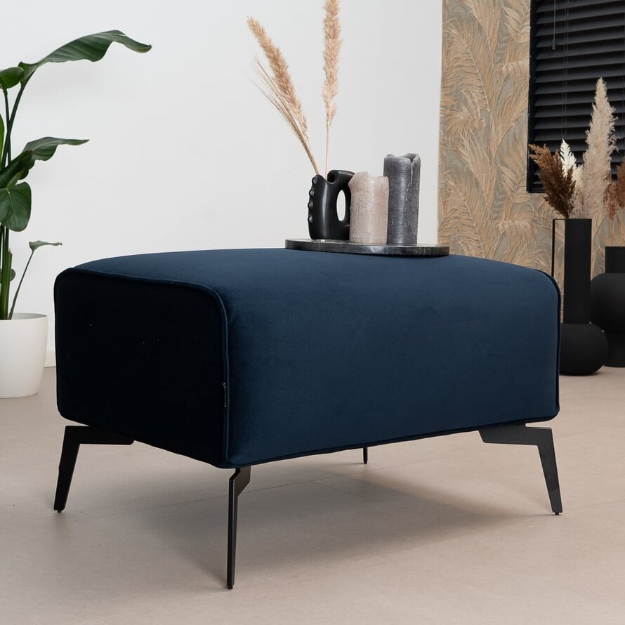 Hocker Vegas blauw velvet