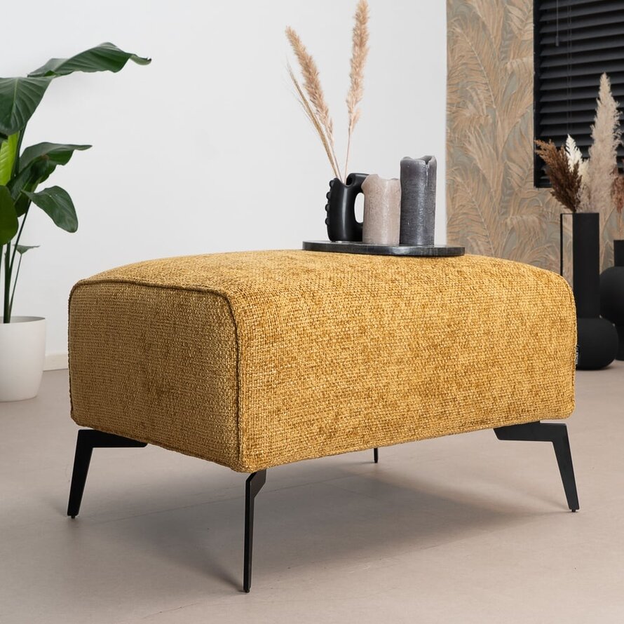 Hocker Vegas okergeel chenille