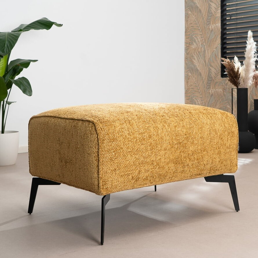 Hocker Vegas okergeel chenille