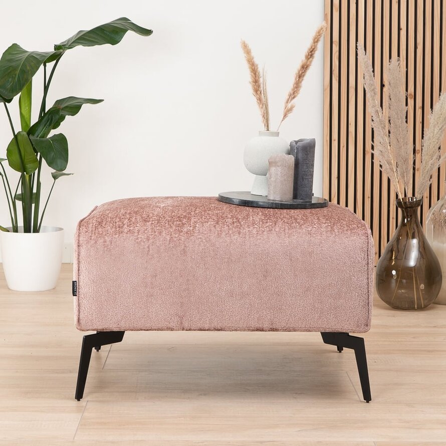 Hocker Vegas roze stof chenille