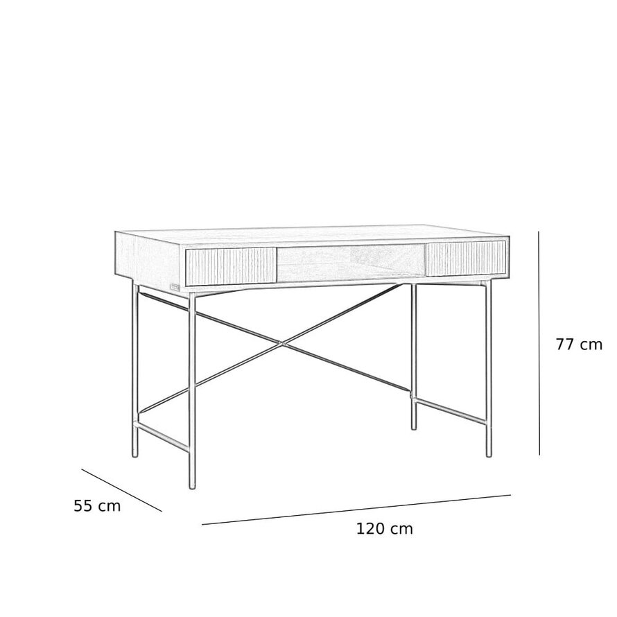 Bureau Maury zwart/rustiek eiken 120x55x77 cm