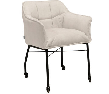 Bronx71 Stoel op wieltjes Mace wit/beige ribstof