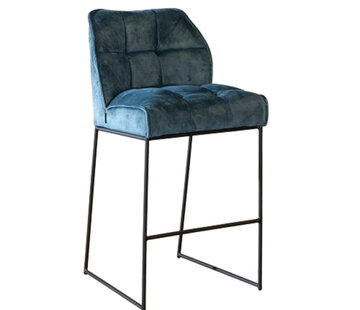 Bronx71 Barkruk Janna blauw velvet 82 cm