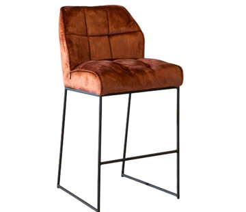 Bronx71 Barkruk Janna koper velvet 82 cm