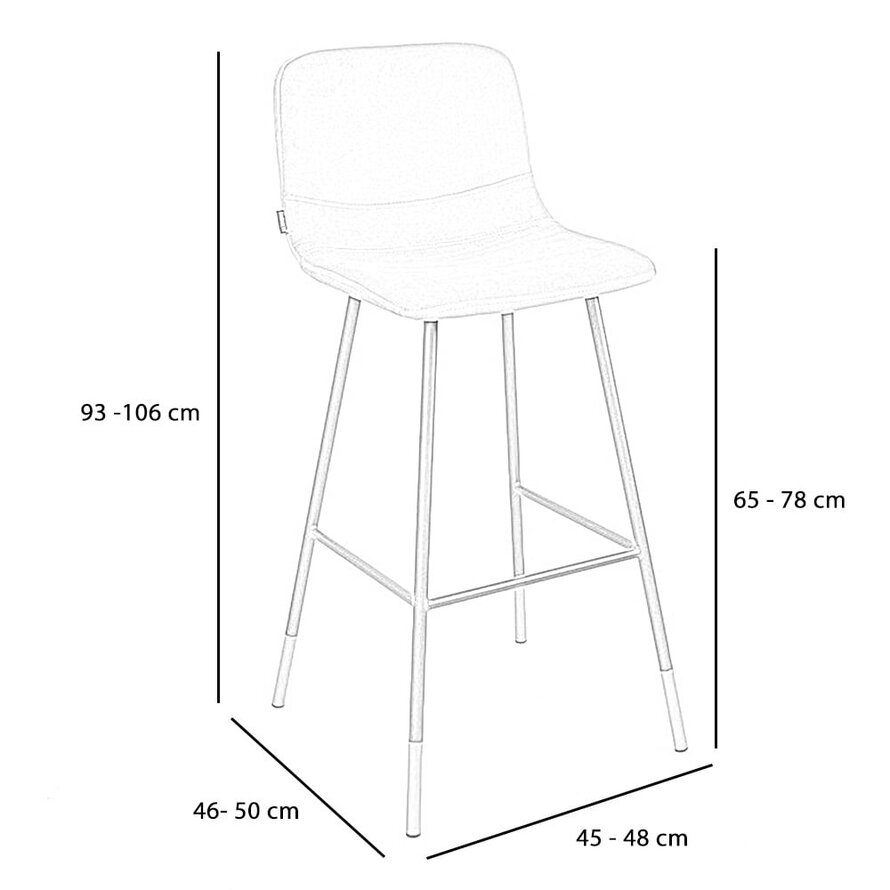 Barkruk Mikky zwart eco-leer 65-78 cm